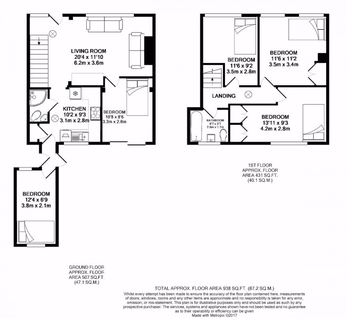 Floorplan for 5 Bed Student House - 36 Oxford Road