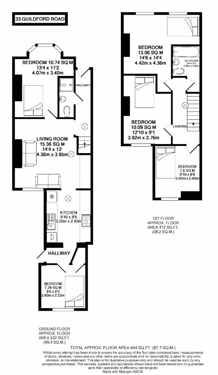 Floorplan for 5 Bed Student House - 33 Guildford Road