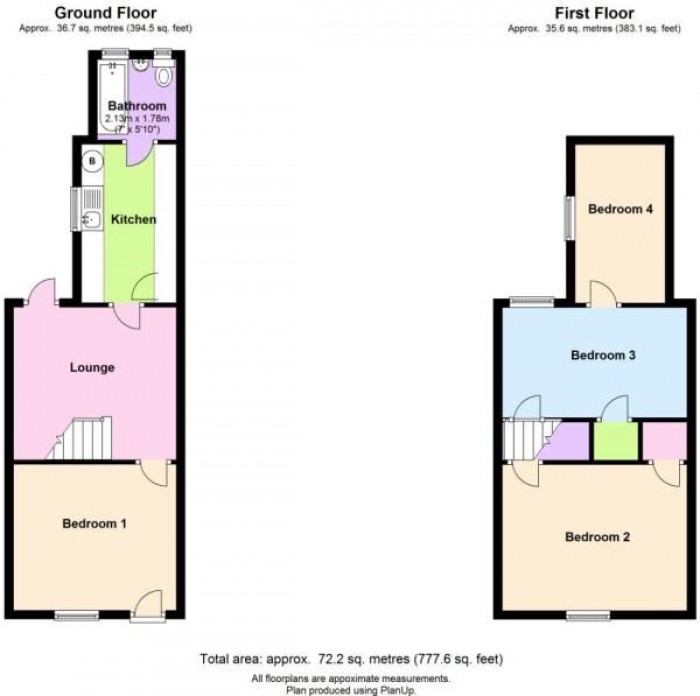 Floorplan for 4 Bedroom Student Home - 66 St. Peters Place, City Centre