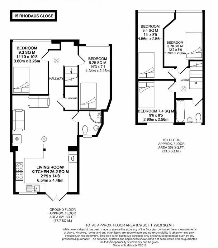 Floorplan for 5 Bed Student Home - 15 Rhodaus Close