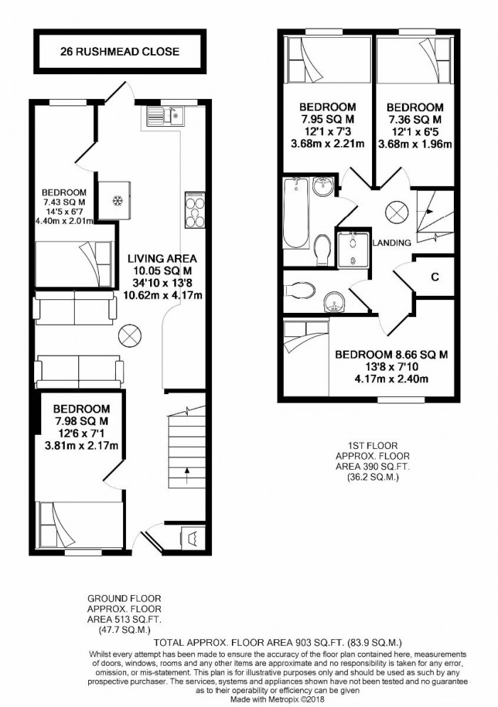 Floorplan for 5 Bed Student House - 26 Rushmead Close, UKC