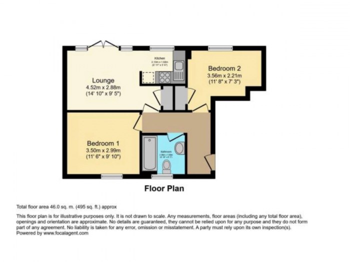 Floorplan for 2 Bedroom Student Home - Stirling Court, City Centre