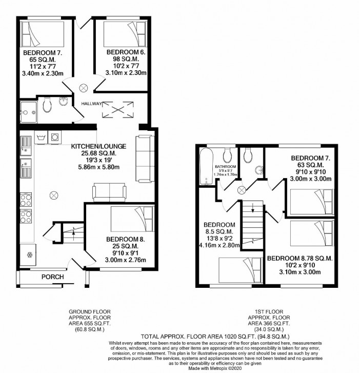 Floorplan for 6 Bedroom Student Home - 12 Godden Road, UKC