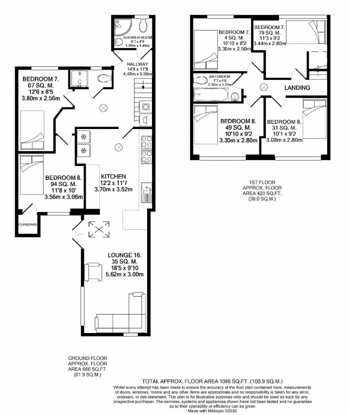 Floorplan for 6 Bedroom Student Home - Downs Road, UKC