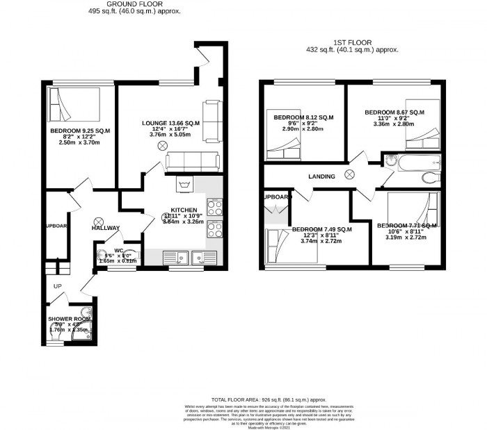 Floorplan for 5 Bed Student Home - 80 Downs Road, Canterbury