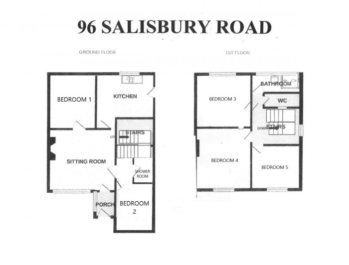 Floorplan for 5 Bedroom Student Home - UKC - 96 Salisbury Rd