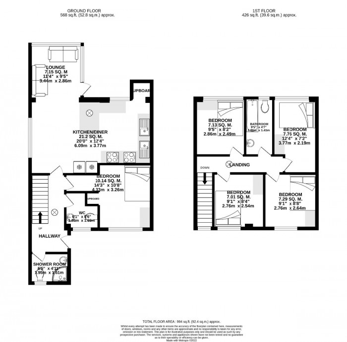 Floorplan for 5 Bed Student Home - 87 Downs Road - Close to UKC