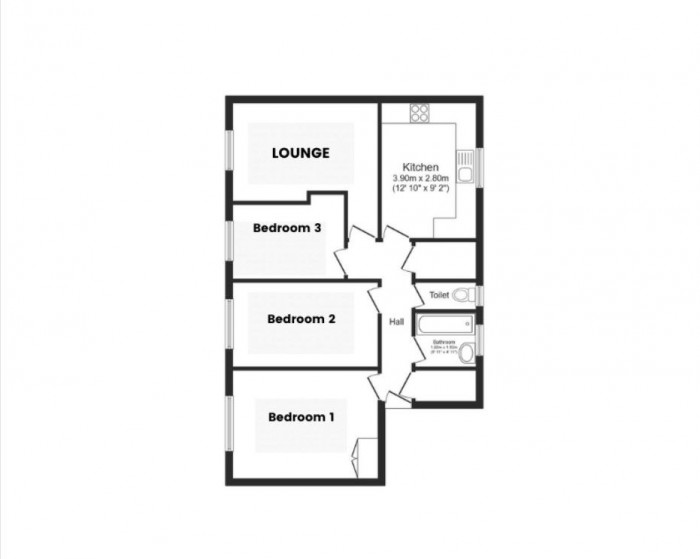 Floorplan for 3 Bed Student Home - 45 Long Meadow Way, Canterbury