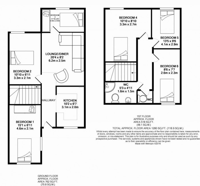 Floorplan for 6 Bed Student Home - 18 Headcorn Drive, Canterbury