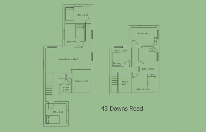 Floorplan for 5 Bed Student Home - Downs Road, Canterbury