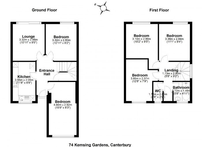 Floorplan for 74 Kemsing Gardens, Canterbury