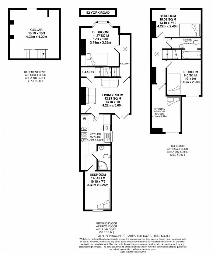 Floorplan for York Road, Canterbury, Kent, CT1